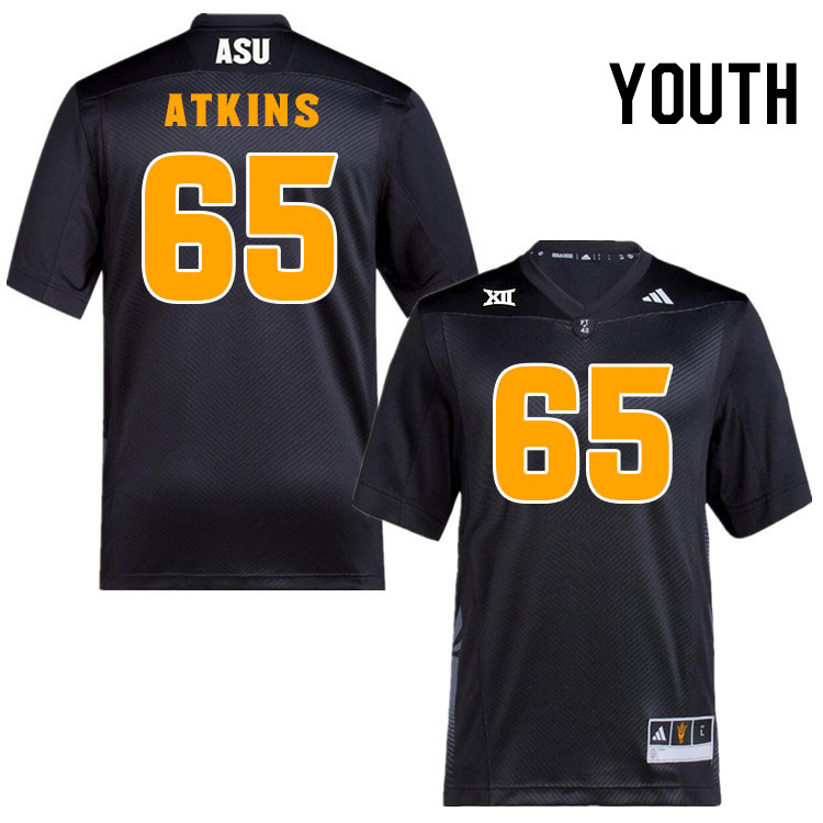 Youth #65 Josh Atkins Arizona State Sun Devils College Football Jerseys Stitched-Black